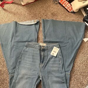 Free People Flare Wide Leg Jeans in Blue